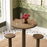 Neo 3-Piece Round Indoor - Outdoor Patio Wood Bar Table And Stool Set
