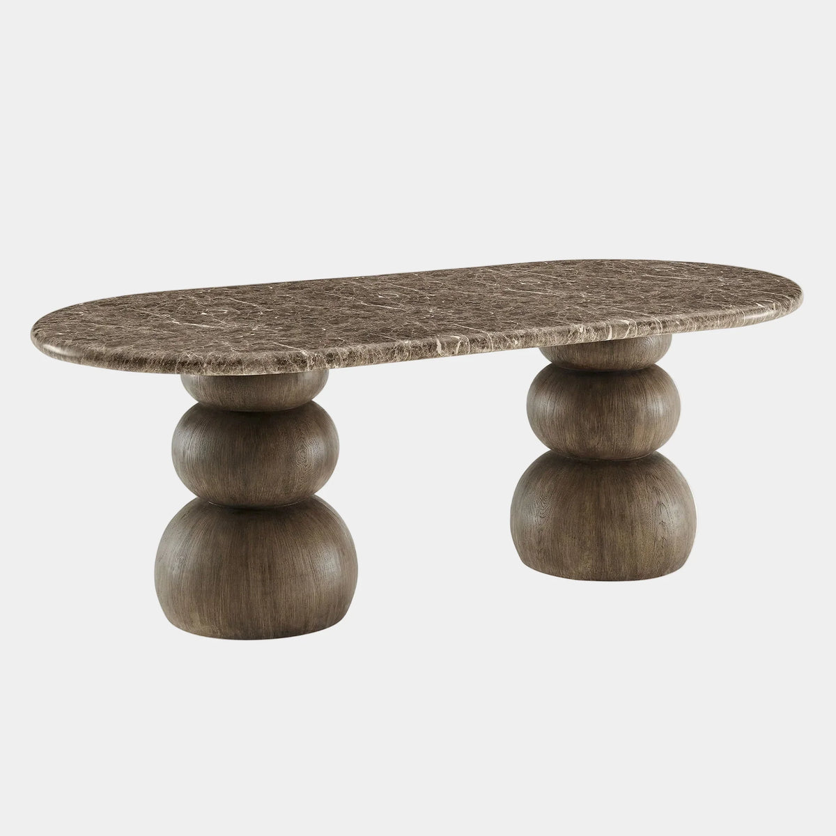 Pietra Indoor Outdoor Oval Dining Table in Dark Emperador Marble