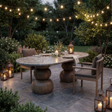 Pietra Indoor Outdoor Oval Dining Table in Dark Emperador Marble