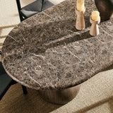 Pietra Indoor Outdoor Oval Dining Table in Dark Emperador Marble