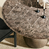 Pietra Indoor Outdoor Round Dining Table in Dark Emperador Marble