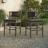 Eleni Outdoor Teak Wood Counter Stools Set of 2