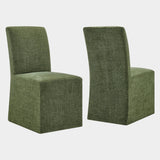 Aster Slub Weave Fabric Slipcovered Dining Chairs Set of 2