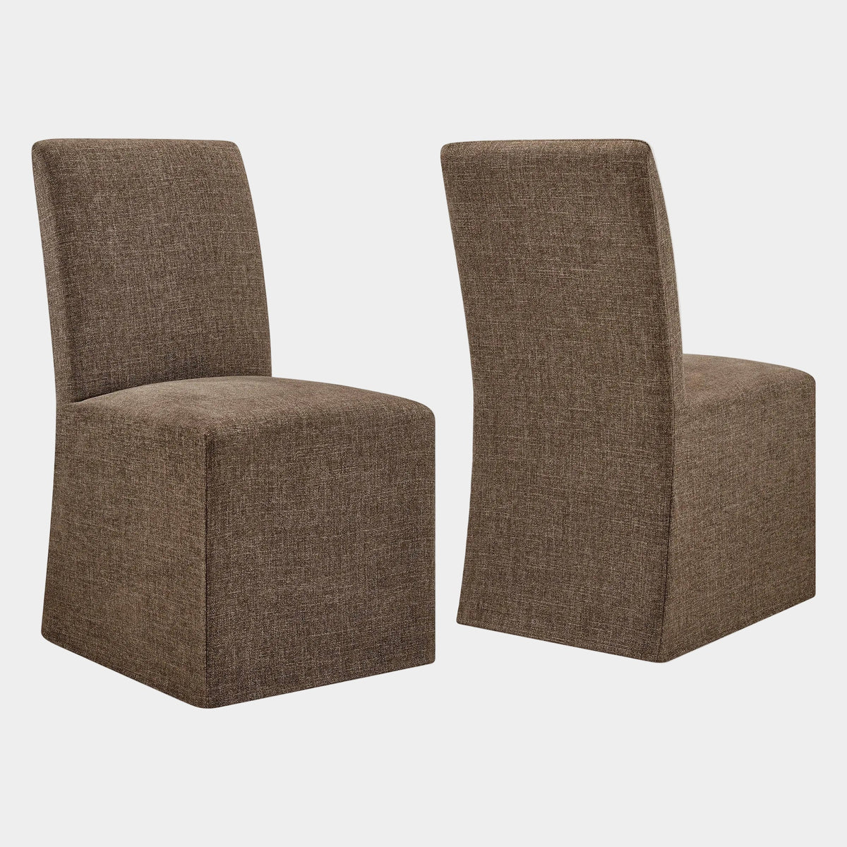 Aster Slub Weave Fabric Slipcovered Dining Chairs Set of 2