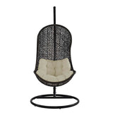 Parlay Swing Outdoor Patio Fabric Lounge Chair in Espresso Beige