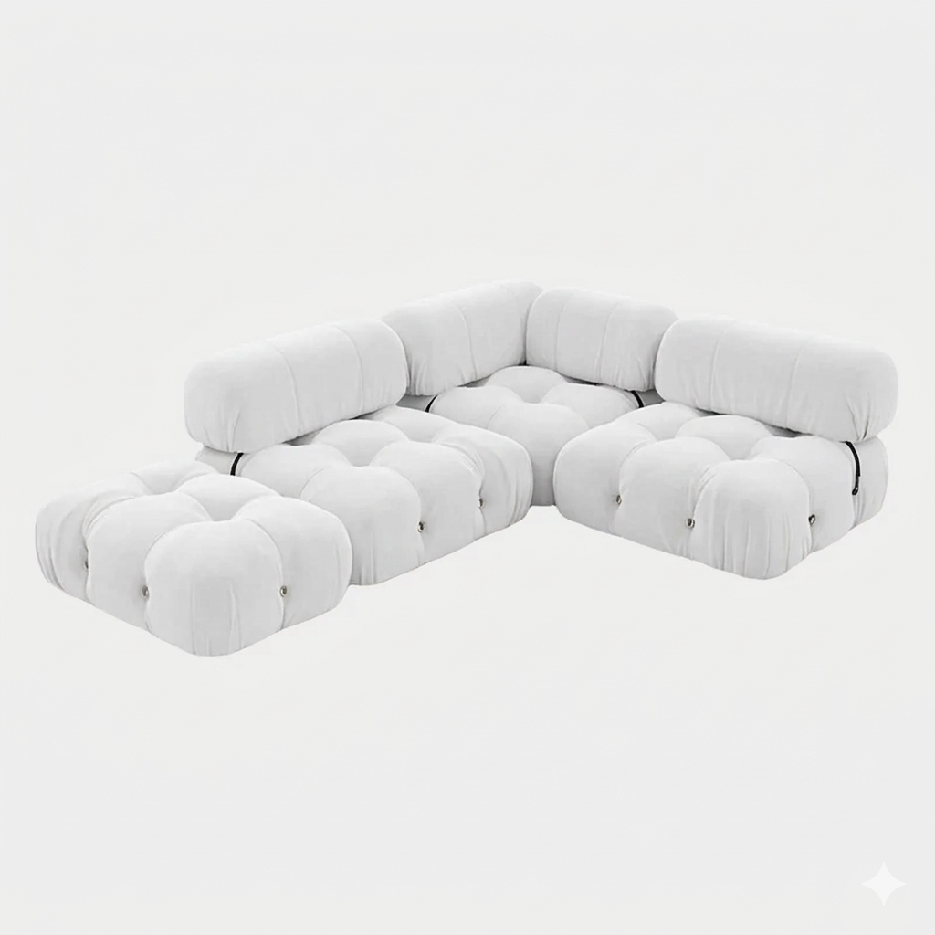Calliope Velvet Modular Sofa with Ottoman