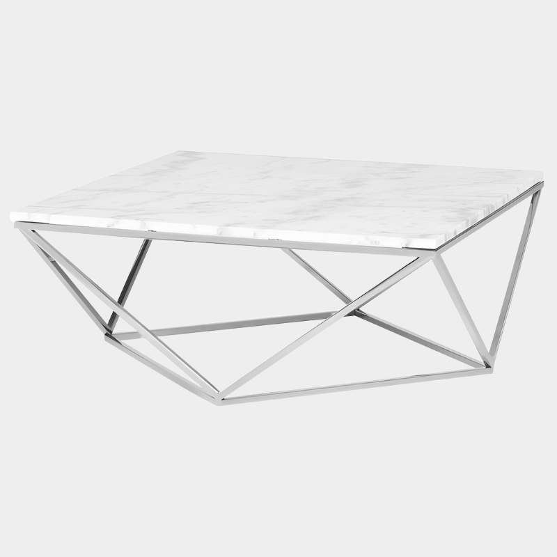 Justine Marble Chrome Coffee Table (Faux Marble)
