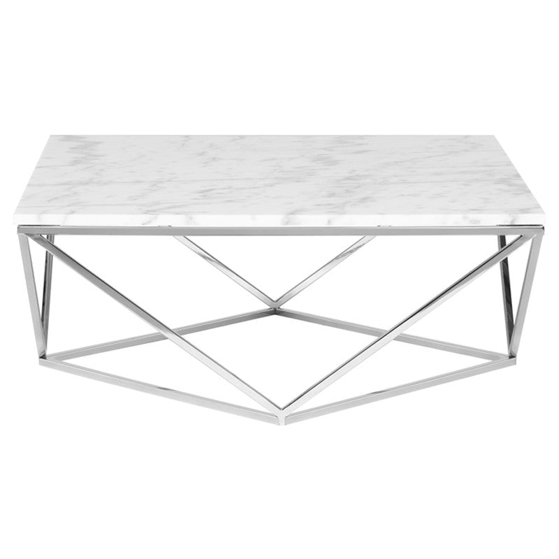 Justine Marble Chrome Coffee Table (Faux Marble)