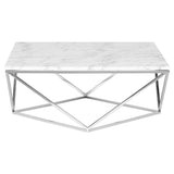 Justine Marble Chrome Coffee Table (Faux Marble)