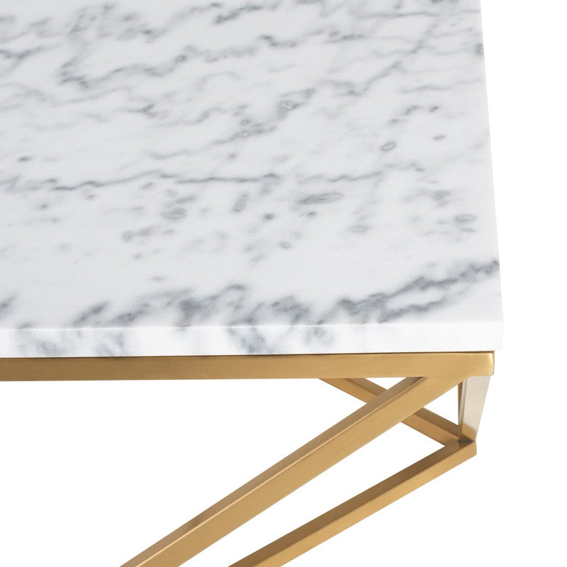 Justine Marble Gold Coffee Table (Faux Marble)