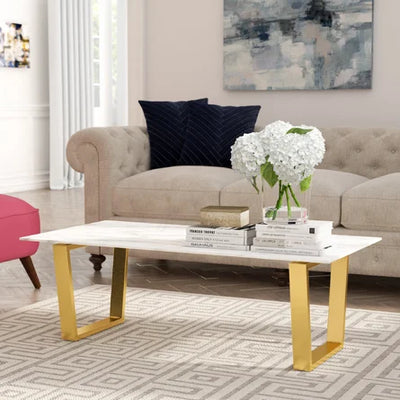 Rectangle Coffee Table (Faux Marble) Gold