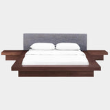 Freja 3 Piece Fabric Queen Bedroom Set in Walnut Gray