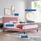 Roxanne Performance Velvet Platform Bed With Black Wood Legs