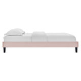 Amber Performance Velvet Platform Bed With Black Wood Legs