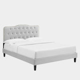 Amber Performance Velvet Platform Bed With Black Wood Legs