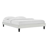 Amber Performance Velvet Platform Bed With Black Wood Legs