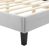 Amber Performance Velvet Platform Bed With Black Wood Legs