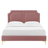 Novi Performance Velvet Bed With Gold Metal Legs