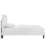 Novi Performance Velvet Bed With Black Wood Legs