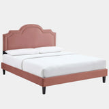 Aviana Performance Velvet Bed With Black Wood Legs