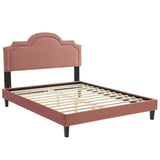 Aviana Performance Velvet Bed With Black Wood Legs