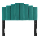 Elise Performance Velvet Platform Bed With Wood and Gold Legs