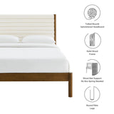 Olea Channel Tufted Boucle Solid Wood Platform Bed