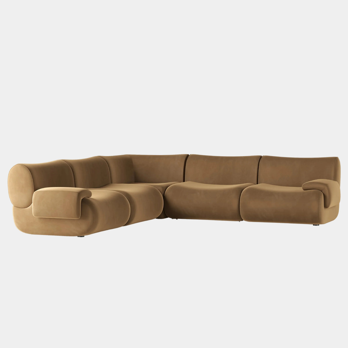 Zenith 5-Piece Latte Brown Performance Velvet Modular L-Sectional