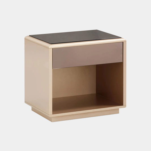 Martha 25" Taupe Mirrored Nightstand With Drawer