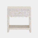 Piara 22" Natural Mother of Pearl Inlaid Nightstand With Drawer