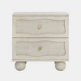 Grappa 22" Wood & Raffia Wavy 2-Drawer Nightstand