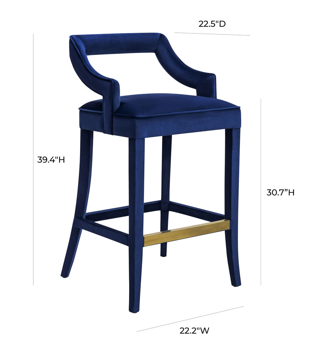 Tiffany Navy Velvet Bar Stool