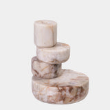 Marble White Brown Stacked Candle Holder