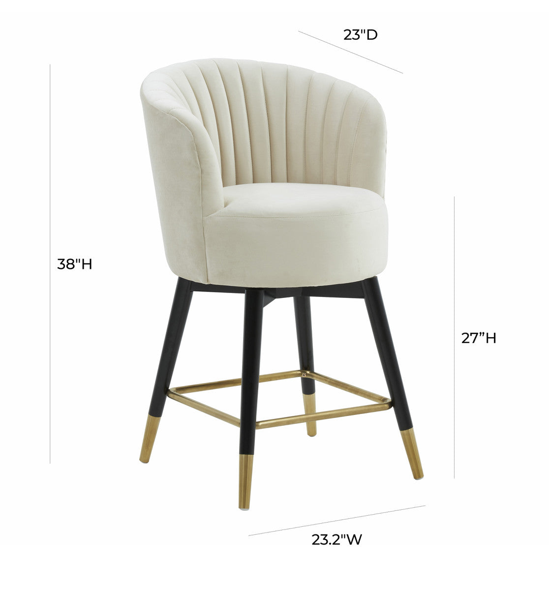 Liana Cream Velvet Swivel Stool