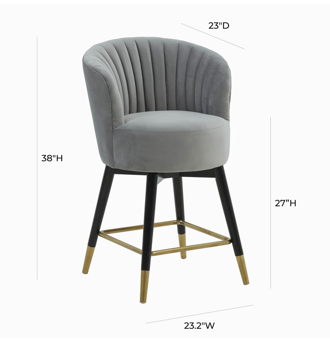 Liana Grey Velvet Swivel Stool