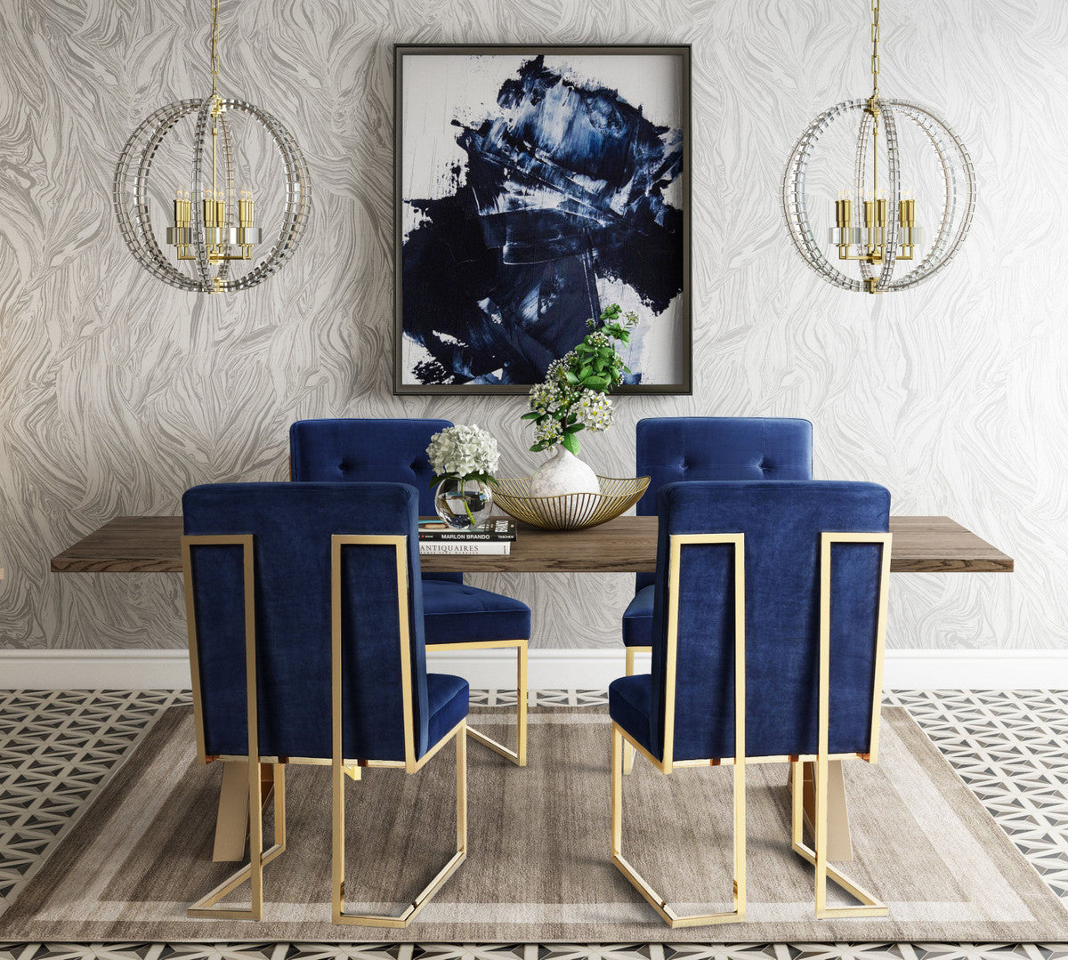 Akiko Navy Velvet Chair