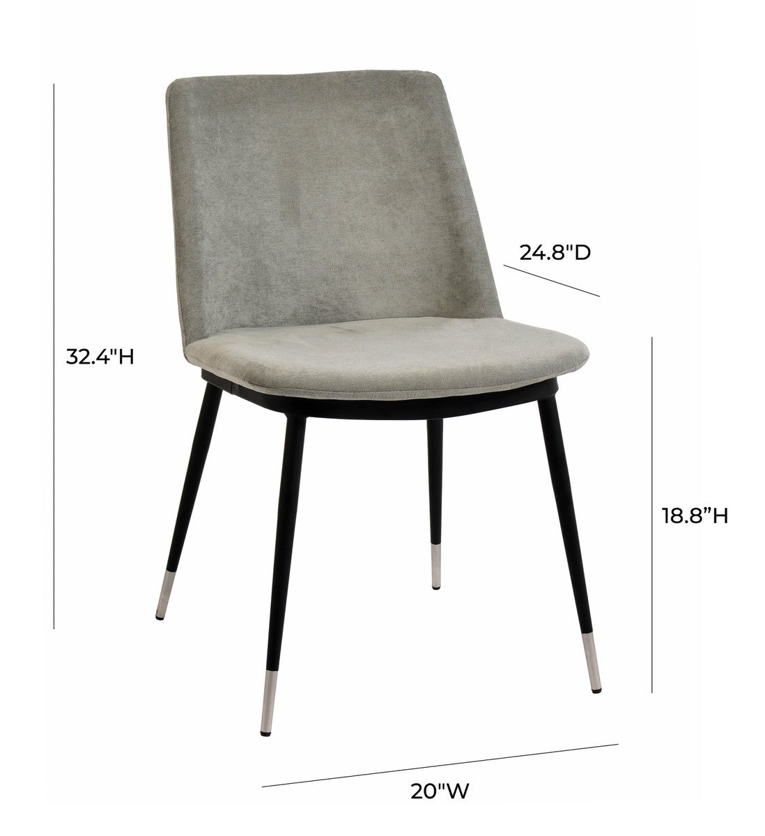 Evora Grey Velvet Chair - Silver Legs