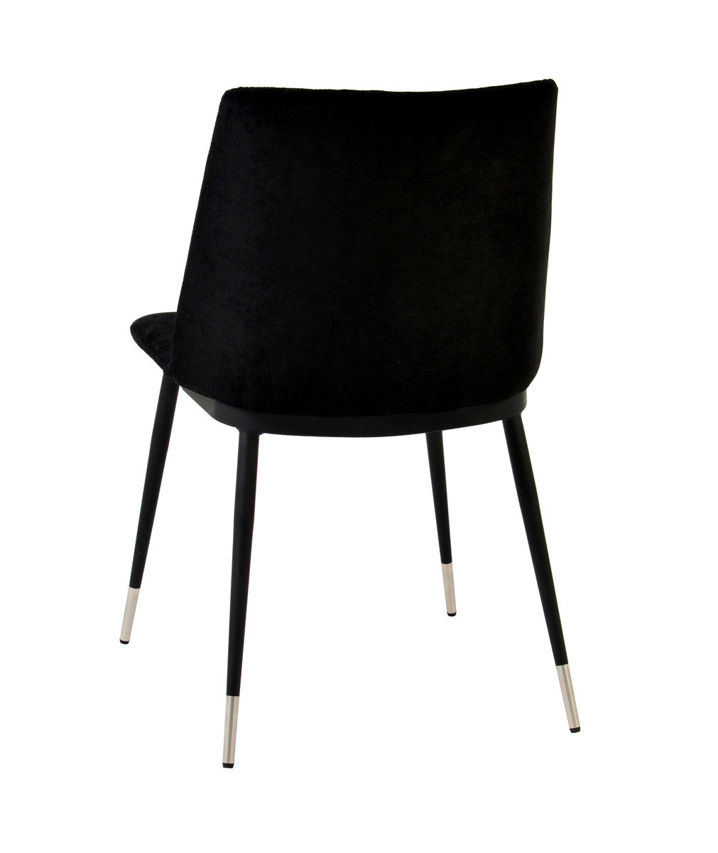 Evora Black Velvet Chair - Silver Legs