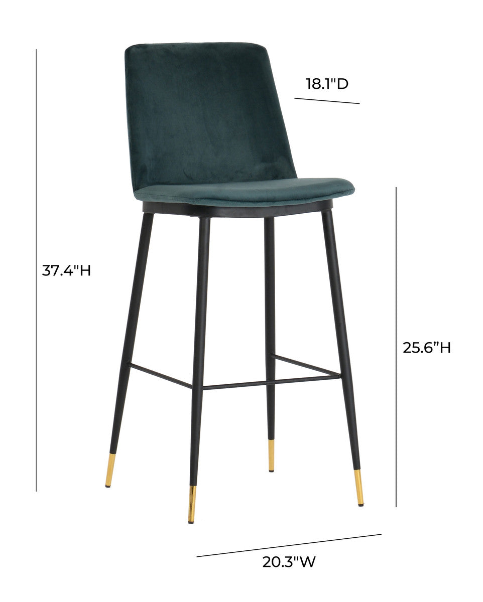 Evora Green Velvet Counter Stool