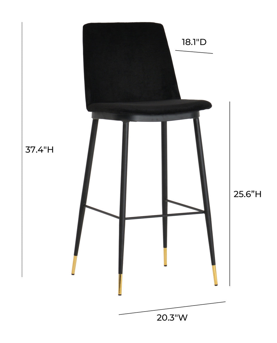 Evora Black Velvet Counter Stool