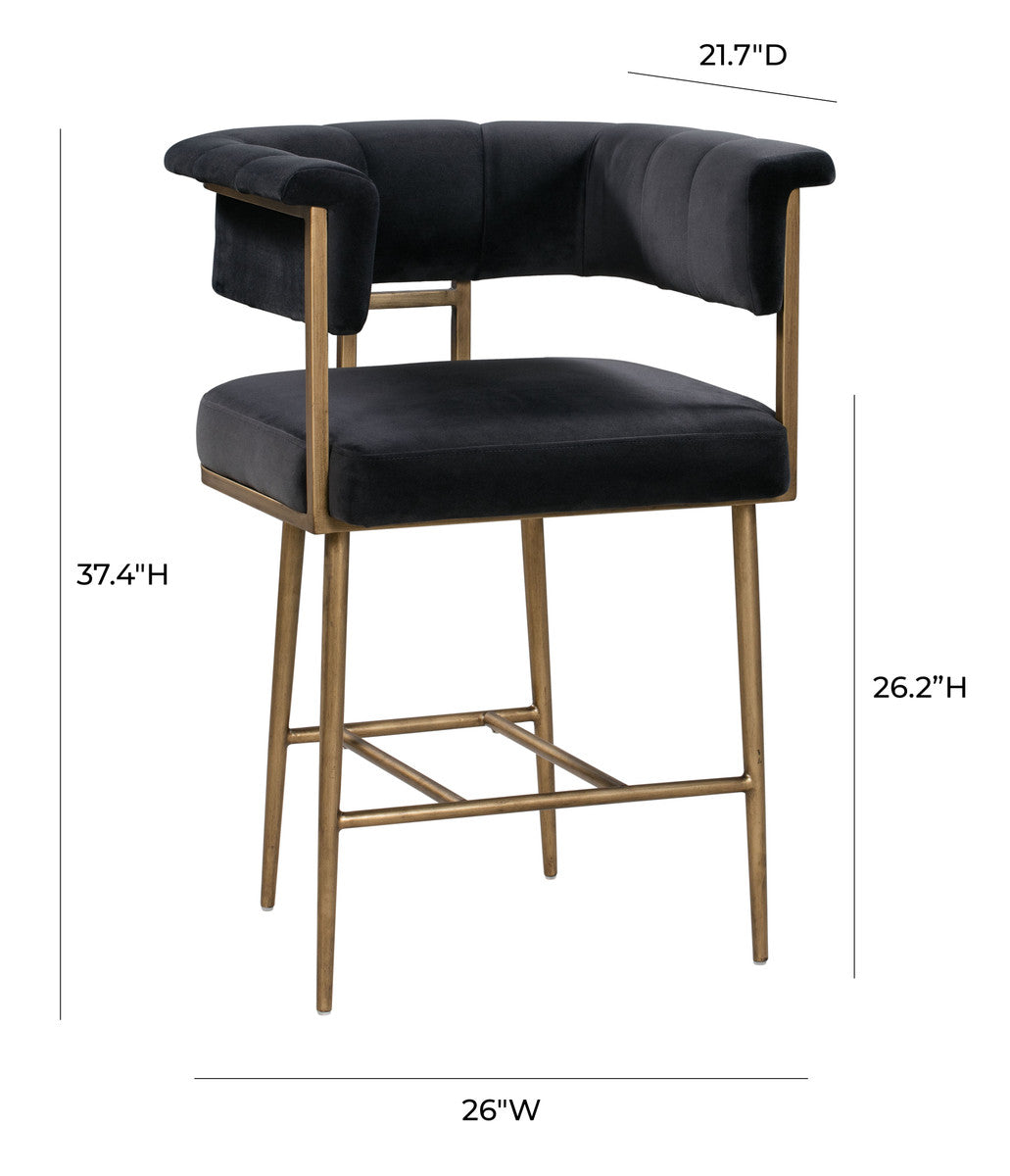 Astrid Grey Velvet Counter Stool