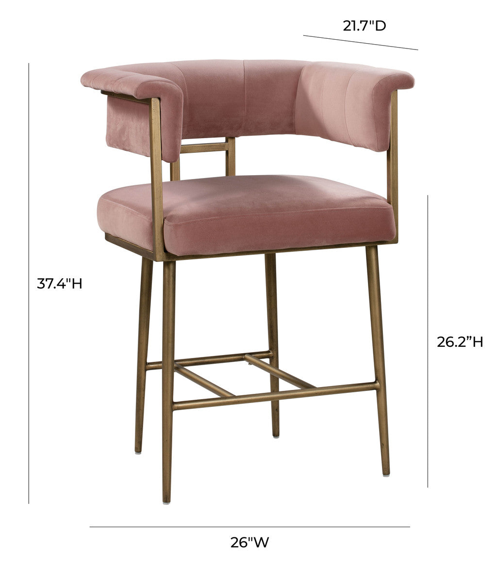 Astrid Blush Velvet Counter Stool