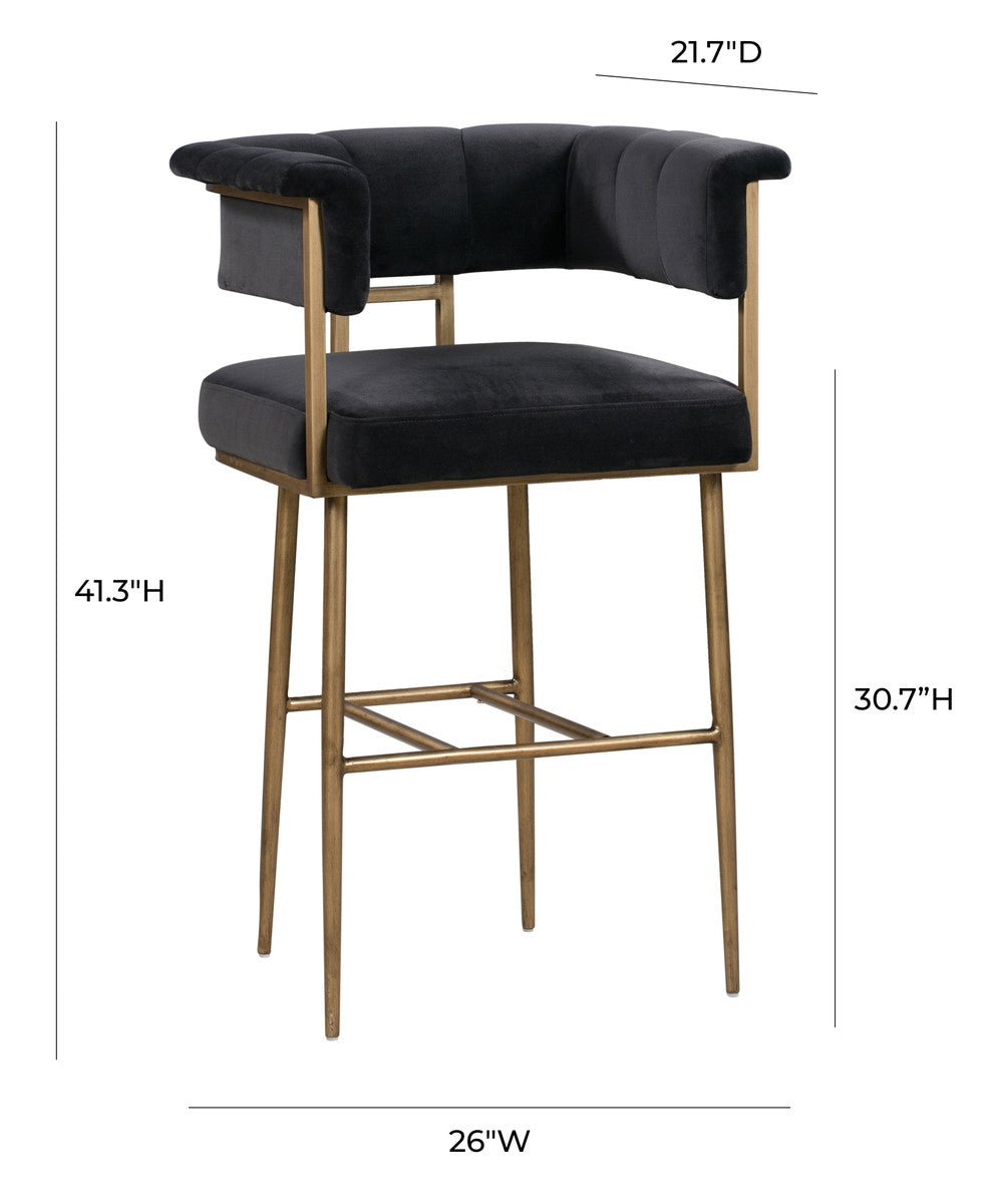 Astrid Grey Velvet Bar Stool