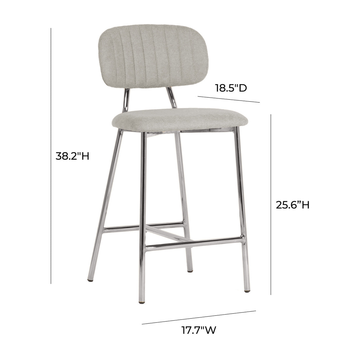 Ariana Grey Counter Stool - Silver Legs