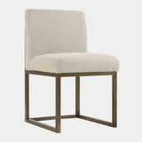 Haute Beige Linen Chair in Brass