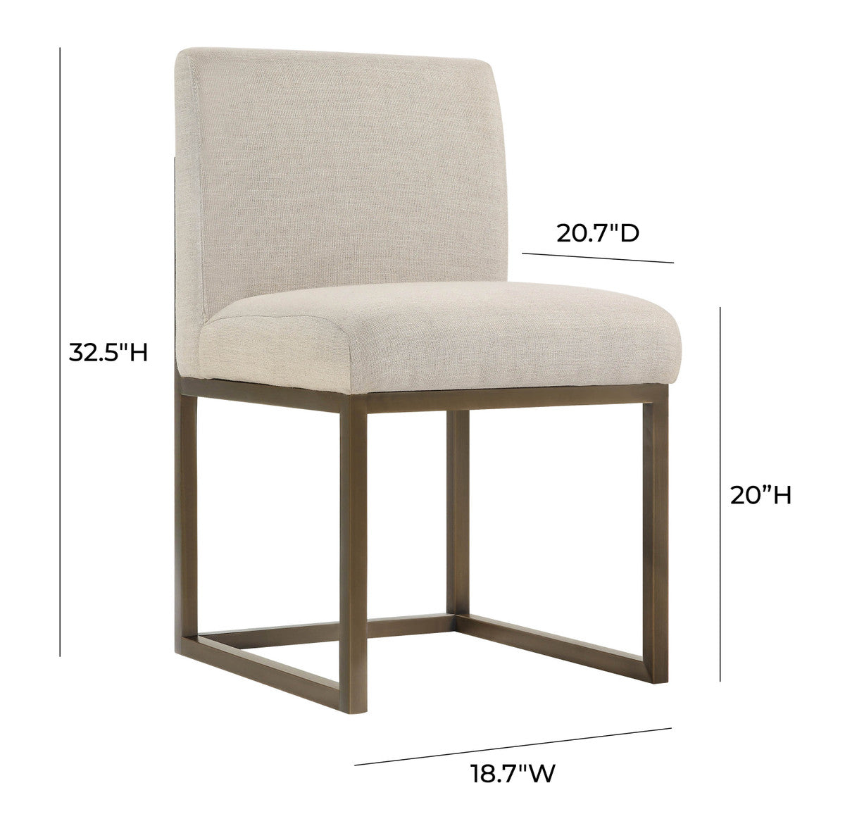 Haute Beige Linen Chair In Brass