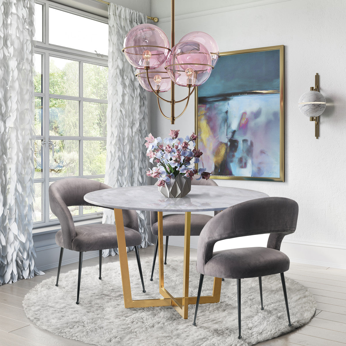 Rocco Grey Velvet Dining Chair