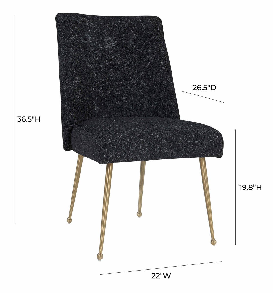 Batik Black Textured Linen Dining Chair