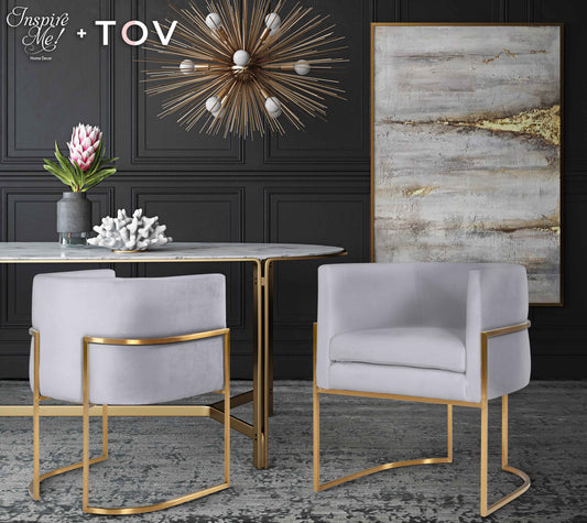 Giselle Grey Velvet Dining Chair - Gold Frame