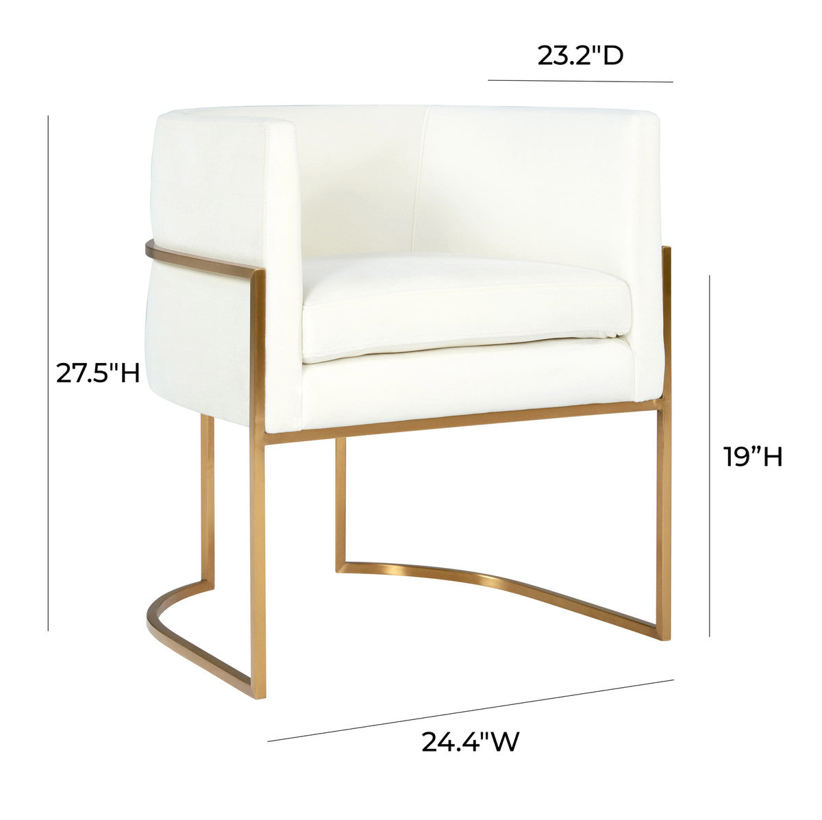 Giselle Cream Velvet Dining Chair - Gold Frame